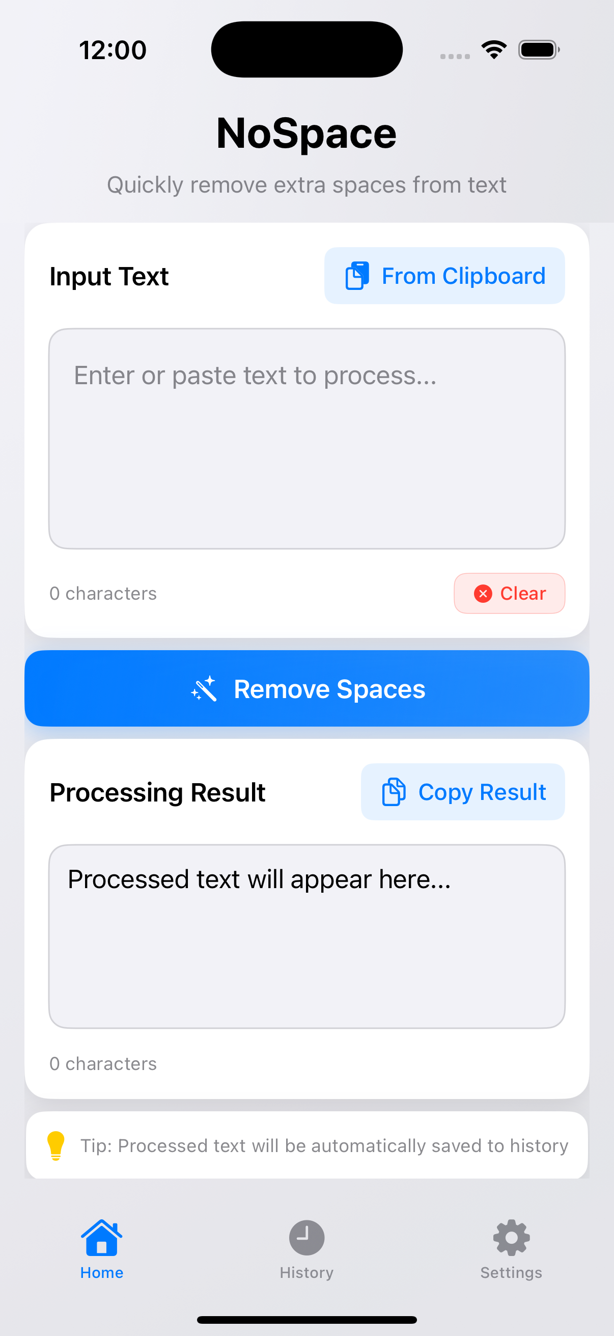 NoSpace App Screenshot